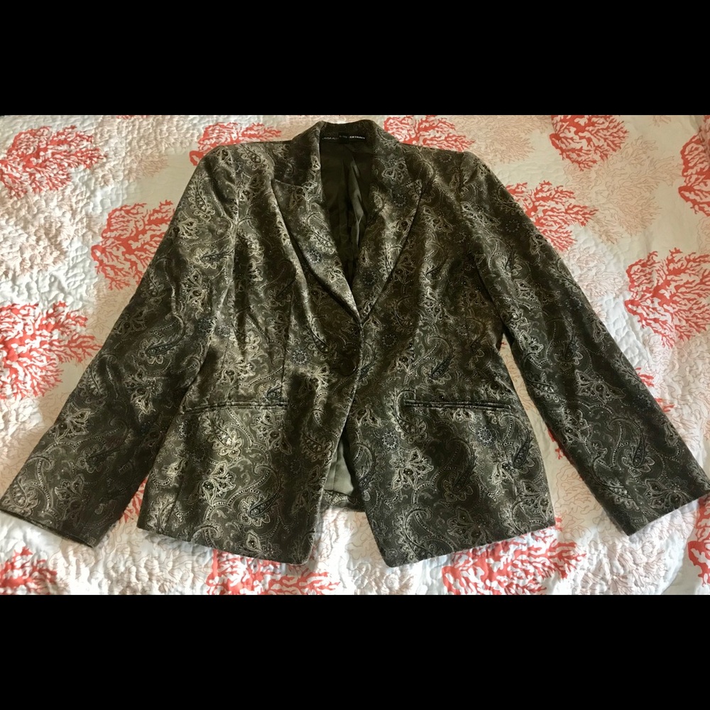 Ellen Tracy Olive-Forest Green/Black/Taupe Blazer